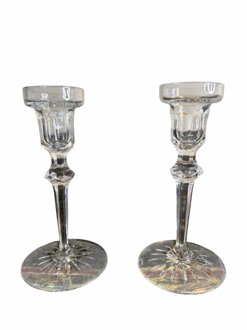 Rogaska Richmond Lead Crystal Candlestick Holders Pair 6” Slovenia